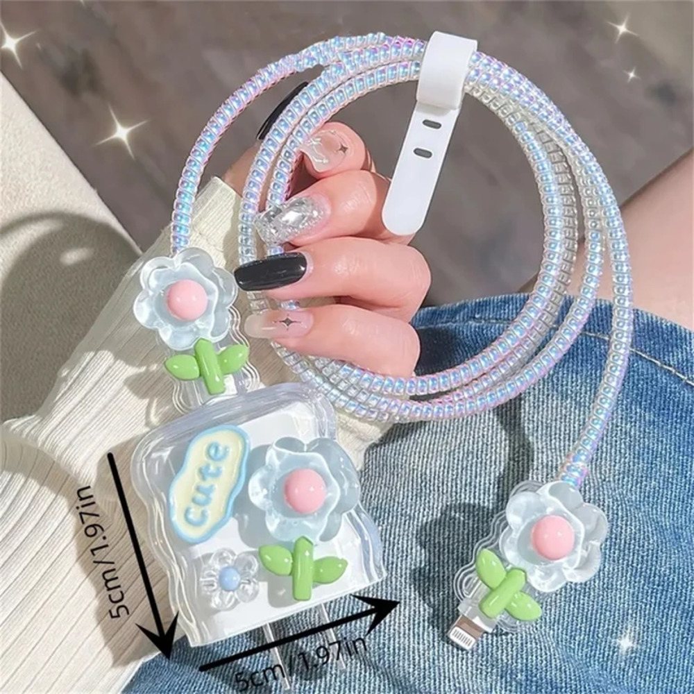 Blue Flowers iPhone Charger Protector P15